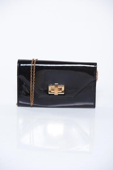 Geanta dama neagra plic eleganta din material lucios