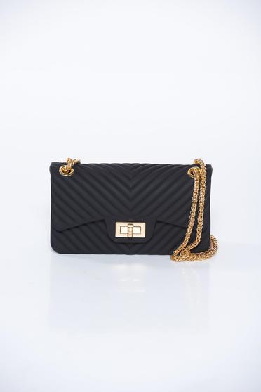 Geanta dama neagra eleganta tip plic cu maner lung tip lantisor