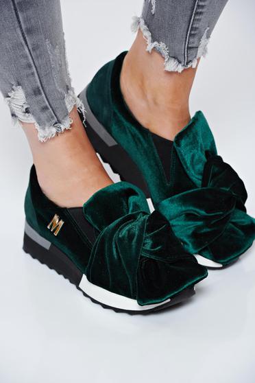 poze cu Pantofi sport verde MissQ casual cu talpa usoara din catifea si interior de piele