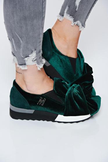 poze cu Pantofi sport verde MissQ casual cu talpa usoara din catifea si interior de piele