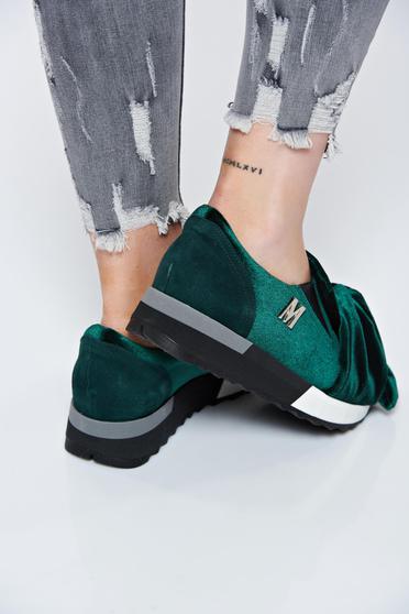 poze cu Pantofi sport verde MissQ casual cu talpa usoara din catifea si interior de piele