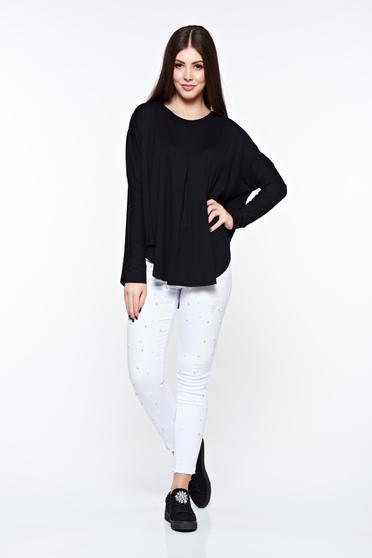 poze cu Bluza dama MissQ neagra casual cu croi larg din material elastic si fin