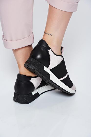 poze cu Pantofi sport MissQ rosa casual cu talpa usoara din catifea si interior din piele