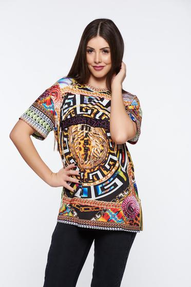 poze cu Tricou MissQ negru casual lung cu croi larg din material elastic si fin