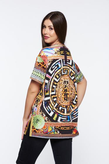 poze cu Tricou MissQ negru casual lung cu croi larg din material elastic si fin