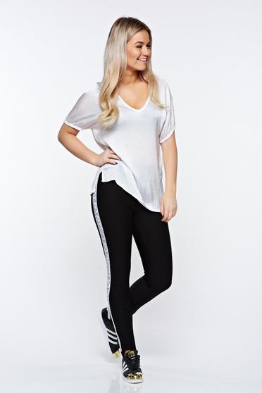 Colanti MissQ alb casual din bumbac elastic cu talie medie