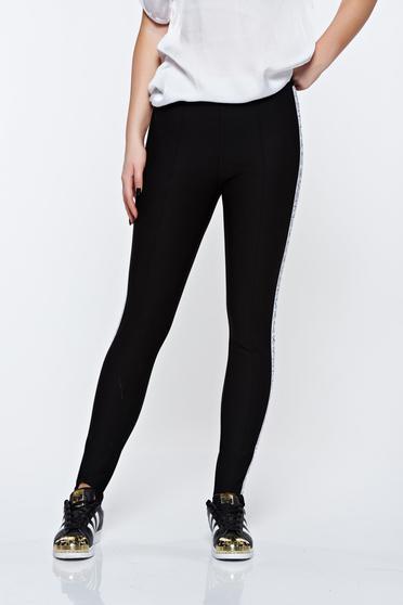 poze cu Colanti MissQ alb casual din bumbac elastic cu talie medie
