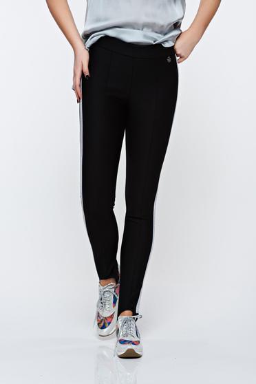 poze cu Colanti MissQ argintiu casual din bumbac elastic cu talie medie