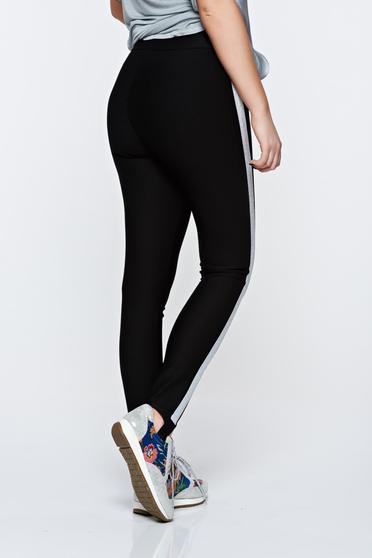 poze cu Colanti MissQ argintiu casual din bumbac elastic cu talie medie