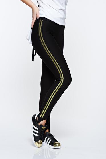 poze cu Colanti MissQ auriu casual din bumbac elastic cu talie medie