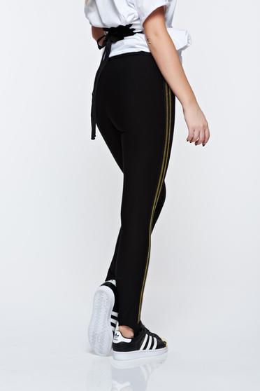 poze cu Colanti MissQ auriu casual din bumbac elastic cu talie medie