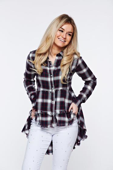 poze cu Camasa dama Top Secret neagra casual din bumbac cu volanase si franjuri