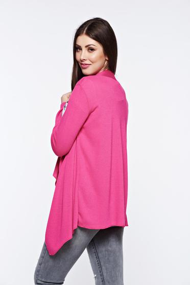 poze cu Cardigan roz asimetric cu croi larg cu maneci lungi