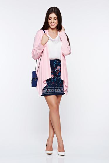 poze cu Cardigan rosa asimetric cu croi larg cu maneci lungi