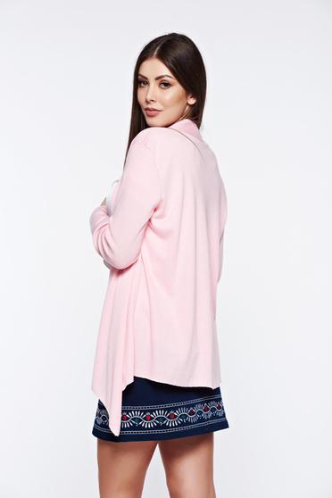 poze cu Cardigan rosa asimetric cu croi larg cu maneci lungi