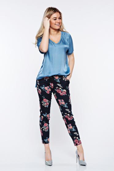 poze cu Tricou gri-inchis casual asimetric cu croi larg din material satinat