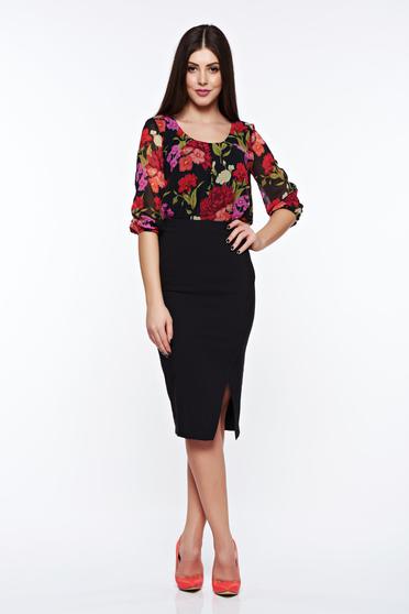poze cu Bluza dama LaDonna neagra eleganta cu croi larg din material vaporos cu decolteu rotunjit