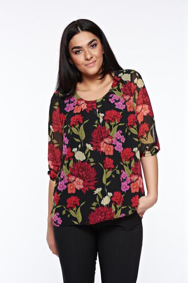 Bluza dama LaDonna neagra eleganta cu croi larg din material vaporos cu decolteu rotunjit