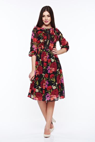 poze cu Rochie LaDonna neagra eleganta cu elastic in talie captusita pe interior cu aplicatii cusute manual