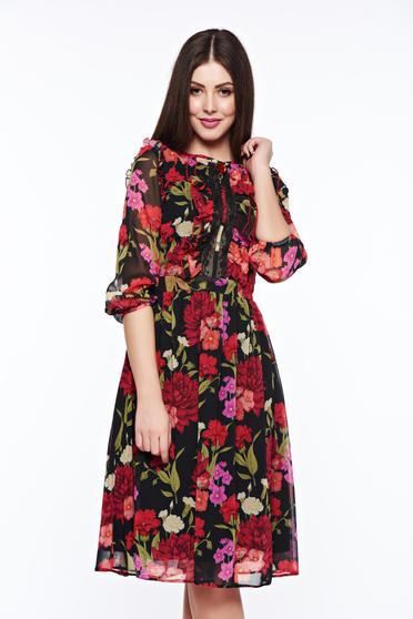 poze cu Rochie LaDonna neagra eleganta cu elastic in talie captusita pe interior cu aplicatii cusute manual