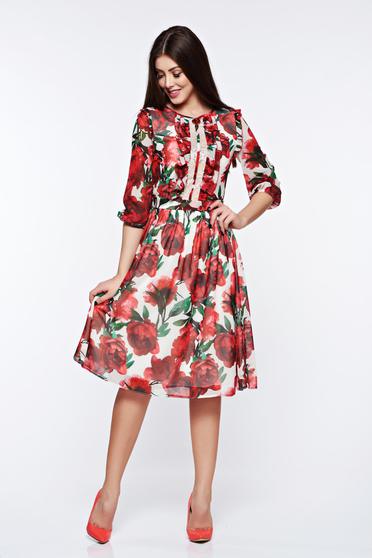 poze cu Rochie LaDonna alba eleganta cu elastic in talie captusita pe interior cu aplicatii cusute manual