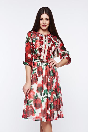 poze cu Rochie LaDonna alba eleganta cu elastic in talie captusita pe interior cu aplicatii cusute manual