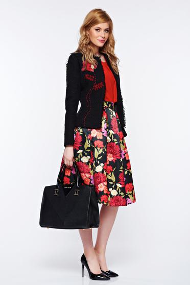 poze cu Sacou LaDonna negru elegant cambrat captusit pe interior cu aplicatii cusute manual