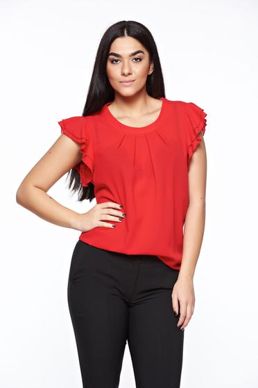 Bluza dama LaDonna rosie eleganta cu croi larg din material vaporos si transparent