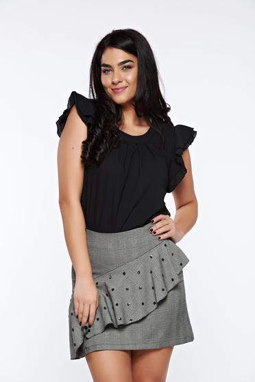 Bluza dama LaDonna neagra eleganta cu croi larg din material vaporos si transparent