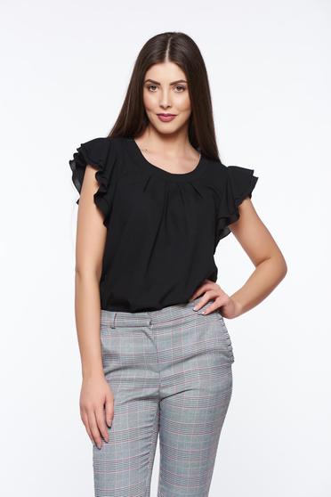 Bluza dama LaDonna neagra eleganta cu croi larg din material vaporos si transparent