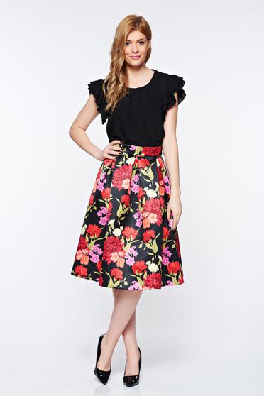 poze cu Fusta LaDonna neagra eleganta in clos din material satinat cu buzunare