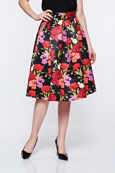 poze cu Fusta LaDonna neagra eleganta in clos din material satinat cu buzunare