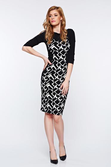 poze cu Rochie StarShinerS neagra office tip creion cu un croi mulat din material elastic
