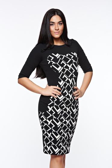 Rochie StarShinerS neagra office tip creion cu un croi mulat din material elastic