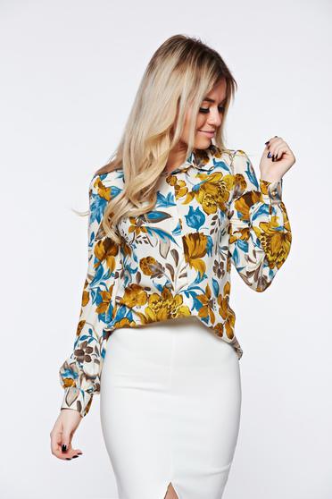 poze cu Camasa dama PrettyGirl galbena office cu croi larg din material vaporos neelastic