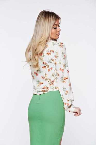 poze cu Camasa dama PrettyGirl alba office cu croi larg din material vaporos neelastic
