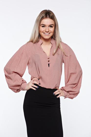 Camasa dama PrettyGirl rosa office cu croi larg din bumbac neelastic