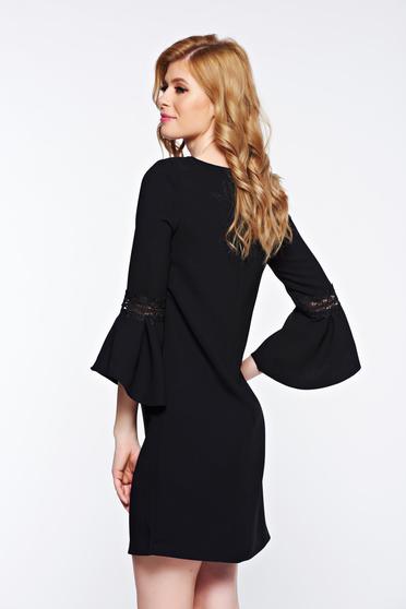 poze cu Rochie StarShinerS neagra eleganta cu croi larg din stofa neelastica captusita pe interior