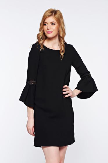 poze cu Rochie StarShinerS neagra eleganta cu croi larg din stofa neelastica captusita pe interior