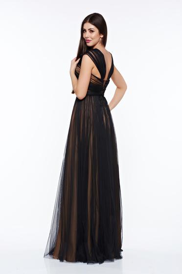 poze cu Rochie Ana Radu neagra de lux din tul captusita pe interior cu decolteu adanc