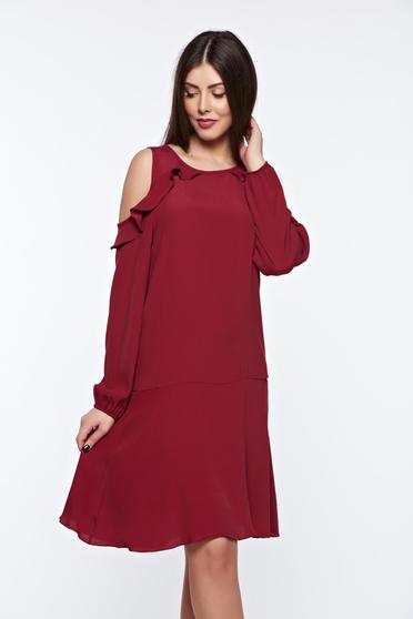 Rochie PrettyGirl visinie de zi cu croi larg cu umeri decupati