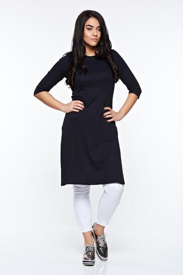 Bluza dama StarShinerS neagra casual lunga din material elastic cu un croi mulat
