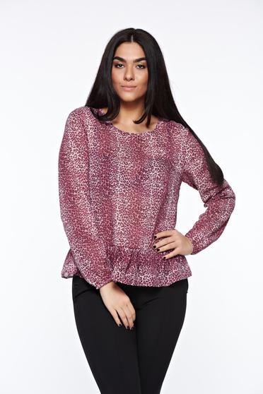 Bluza dama StarShinerS mov casual cu croi larg din material vaporos si transparent