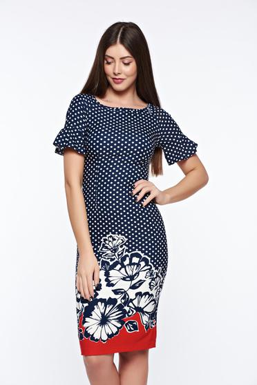 Rochie LaDonna rosie office tip creion din material elastic captusita pe interior