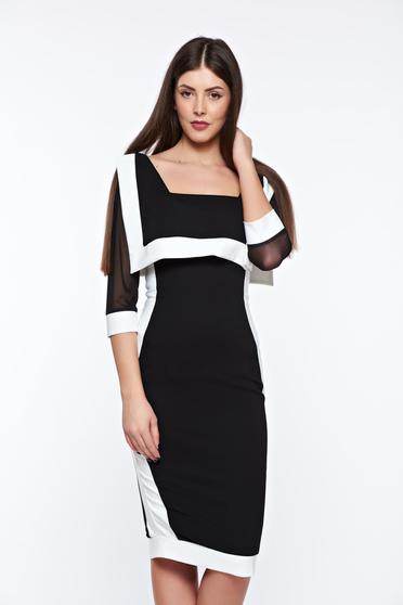 Rochie LaDonna neagra eleganta tip creion din material elastic si fin