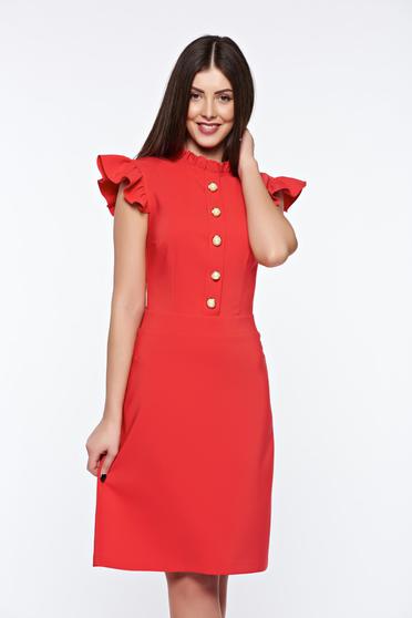 Rochie LaDonna rosie eleganta din material elastic si fin captusita pe interior