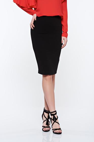 Fusta LaDonna neagra office tip creion din stofa subtire usor elastica captusita pe interior