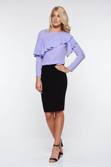 Fusta LaDonna neagra office tip creion din stofa subtire usor elastica captusita pe interior