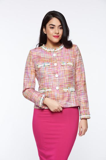 Sacou LaDonna rosa elegant din bumbac cu un croi cambrat captusit pe interior