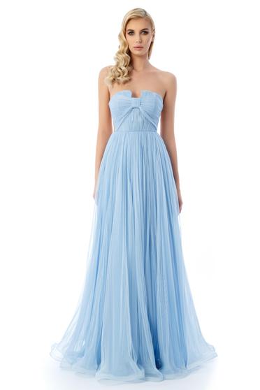 Rochie Ana Radu albastra-deschis de lux tip corset din tul captusita pe interior